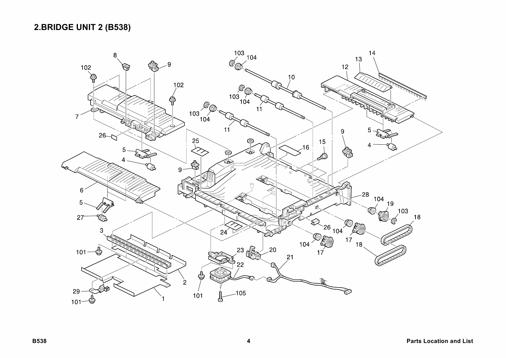 RICOH Options B538 BRIDGE-UNIT-TYPE-2045 Parts Catalog PDF download-4